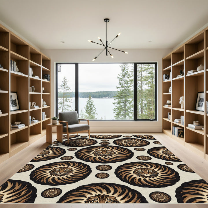 Fierce Tiger Swirl Abstract Rug