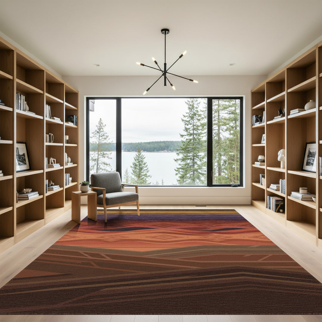 Earthy Desert Geometric Stripe Rug