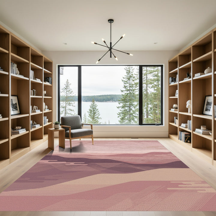 Mauve Landscape Abstract Lines Rug
