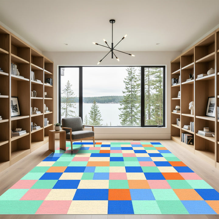 Retro Square Color Block Rug