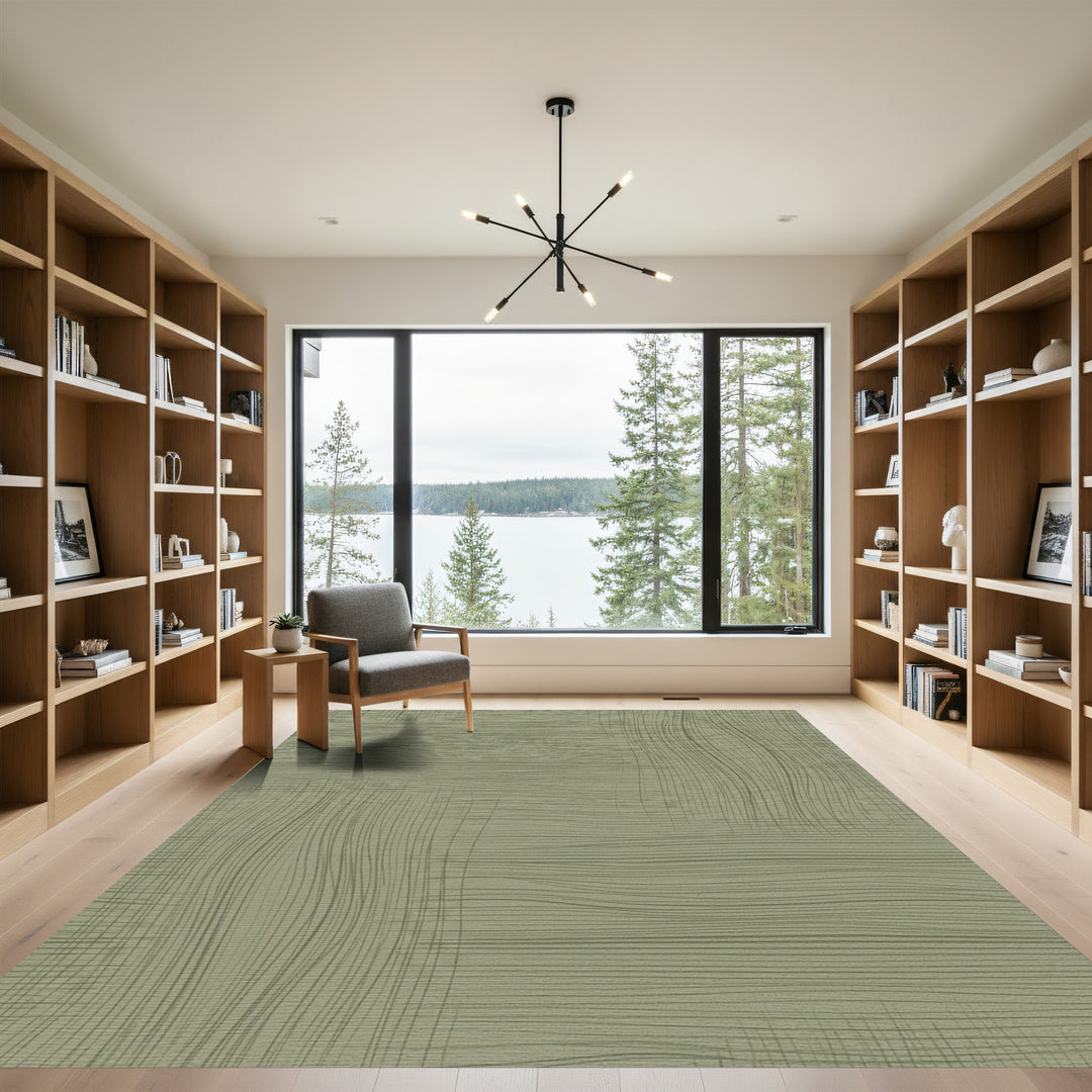 Earthy Green Woven Stripe Rug