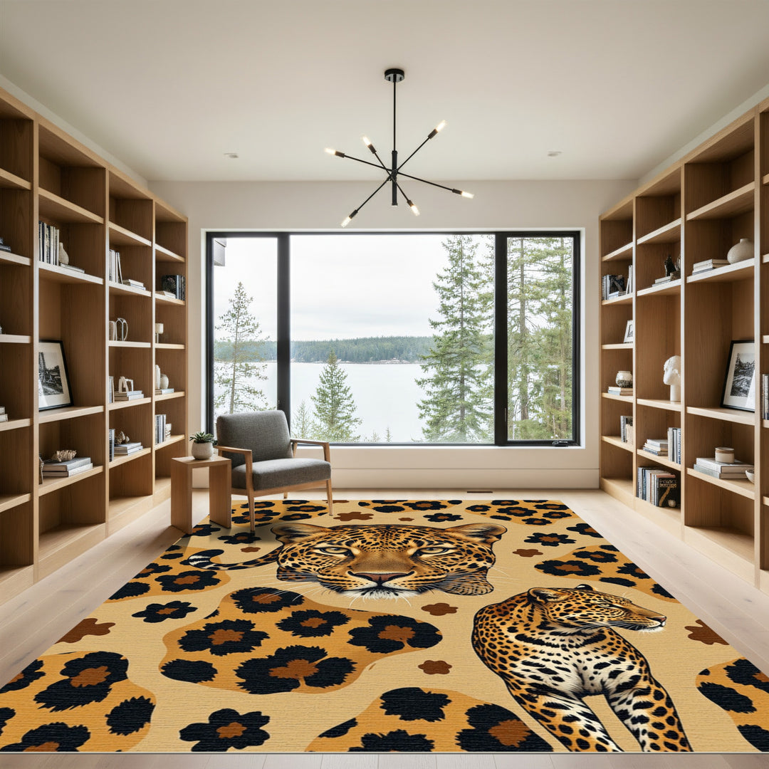 Bold Leopard Spots And Floral Rug