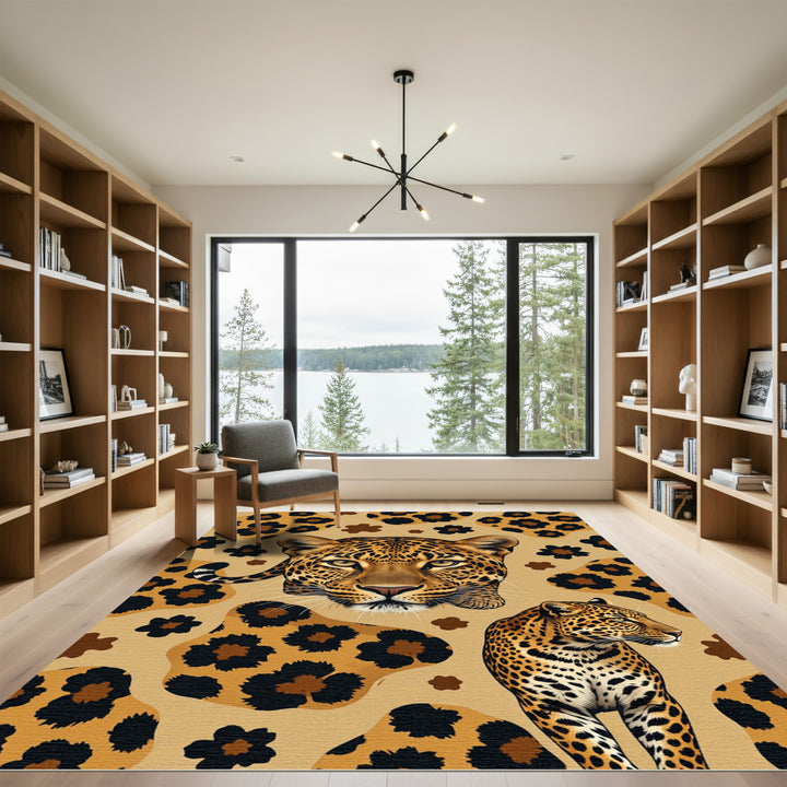Bold Leopard Spots And Floral Rug