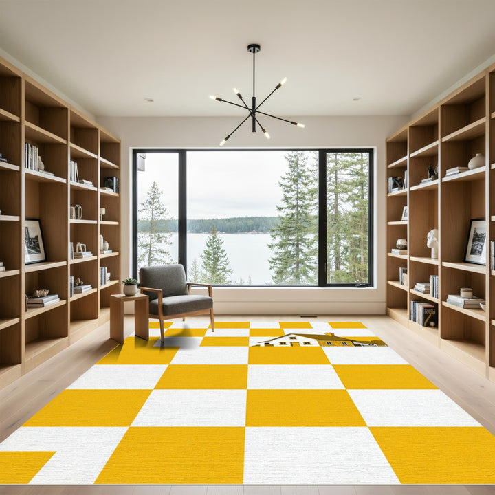 Golden Yellow Checkerboard House Rug