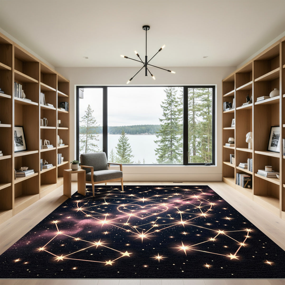 Heart Constellation Starry Night Rug
