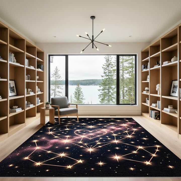 Heart Constellation Starry Night Rug