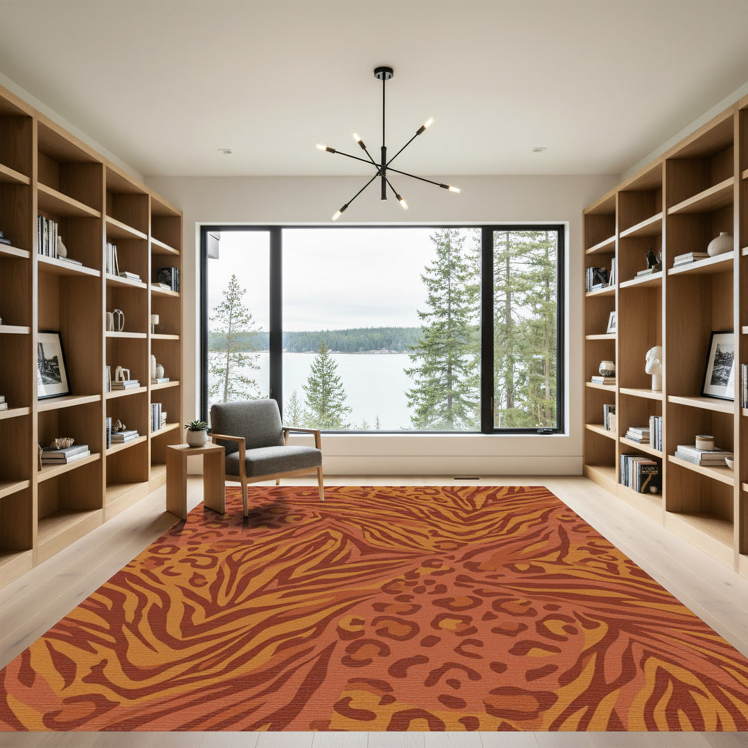 Crimson Leopard Zebra Mix Rug