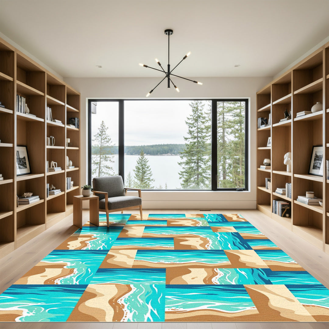 Abstract Ocean Beach Collage Rug