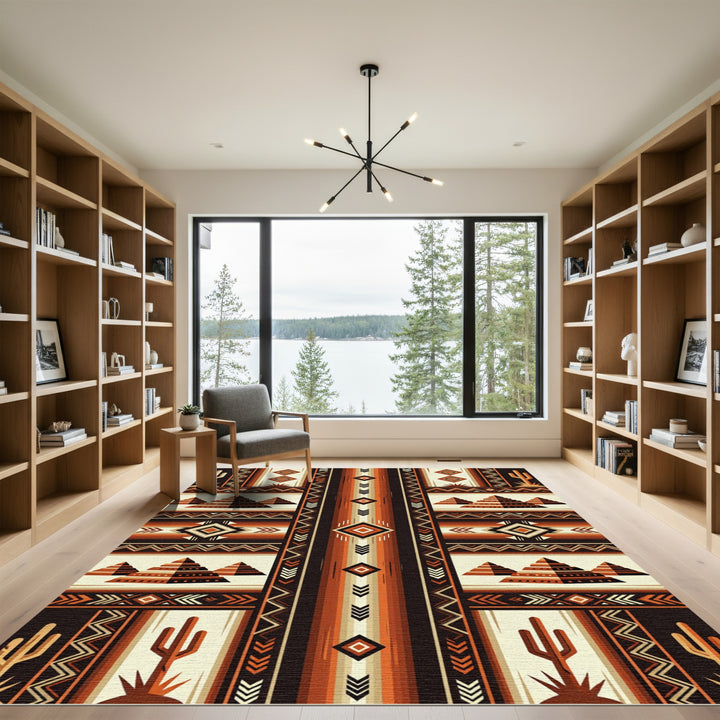 Southwest Desert Pyramid Cactus Rug