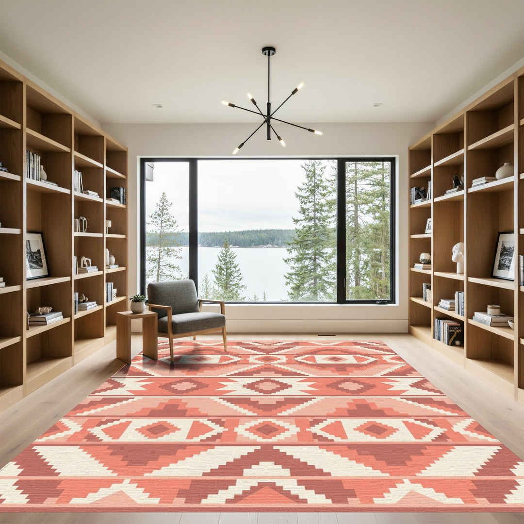 Geometric Coral Diamond Staircase Rug