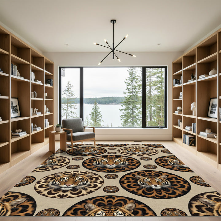 Majestic Tiger Faces Mandala Rug