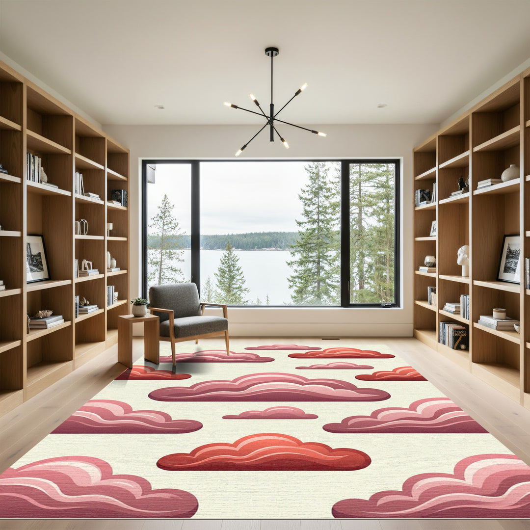 Crimson Pink Cloud Pattern Rug
