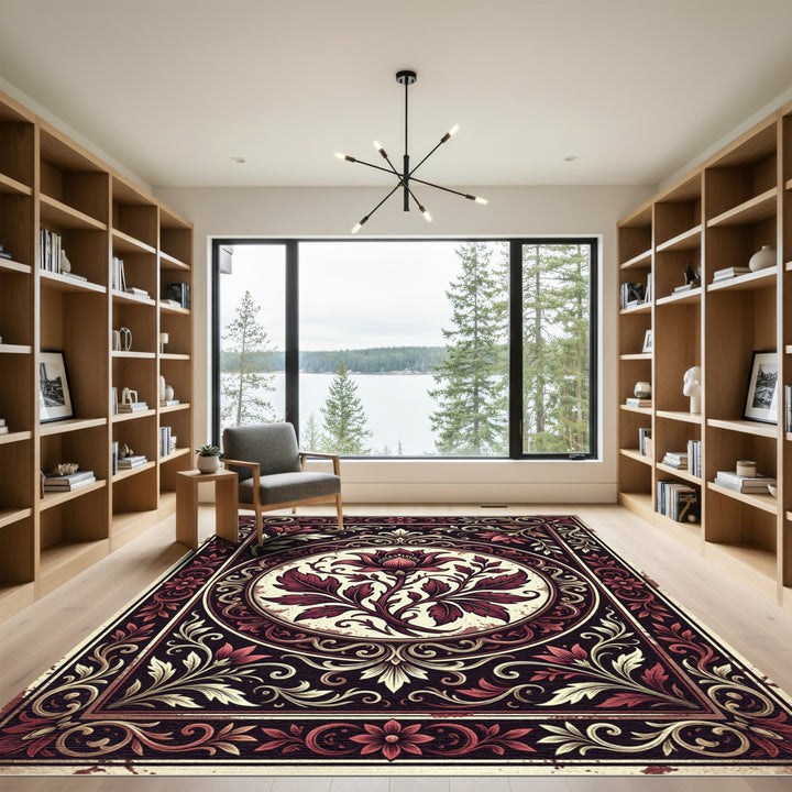 Ornate Floral Vine Symmetry Rug
