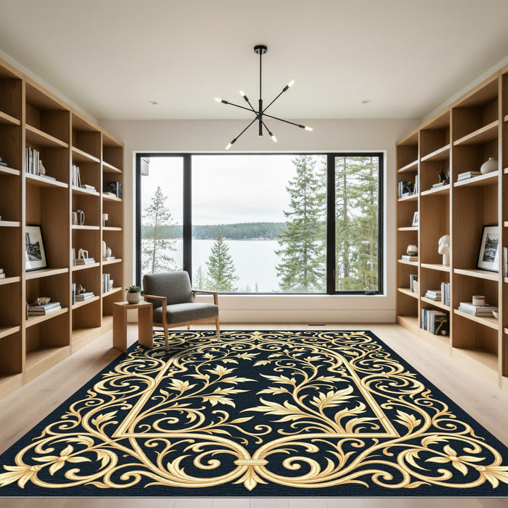 Elegant Golden Acanthus Archway Rug