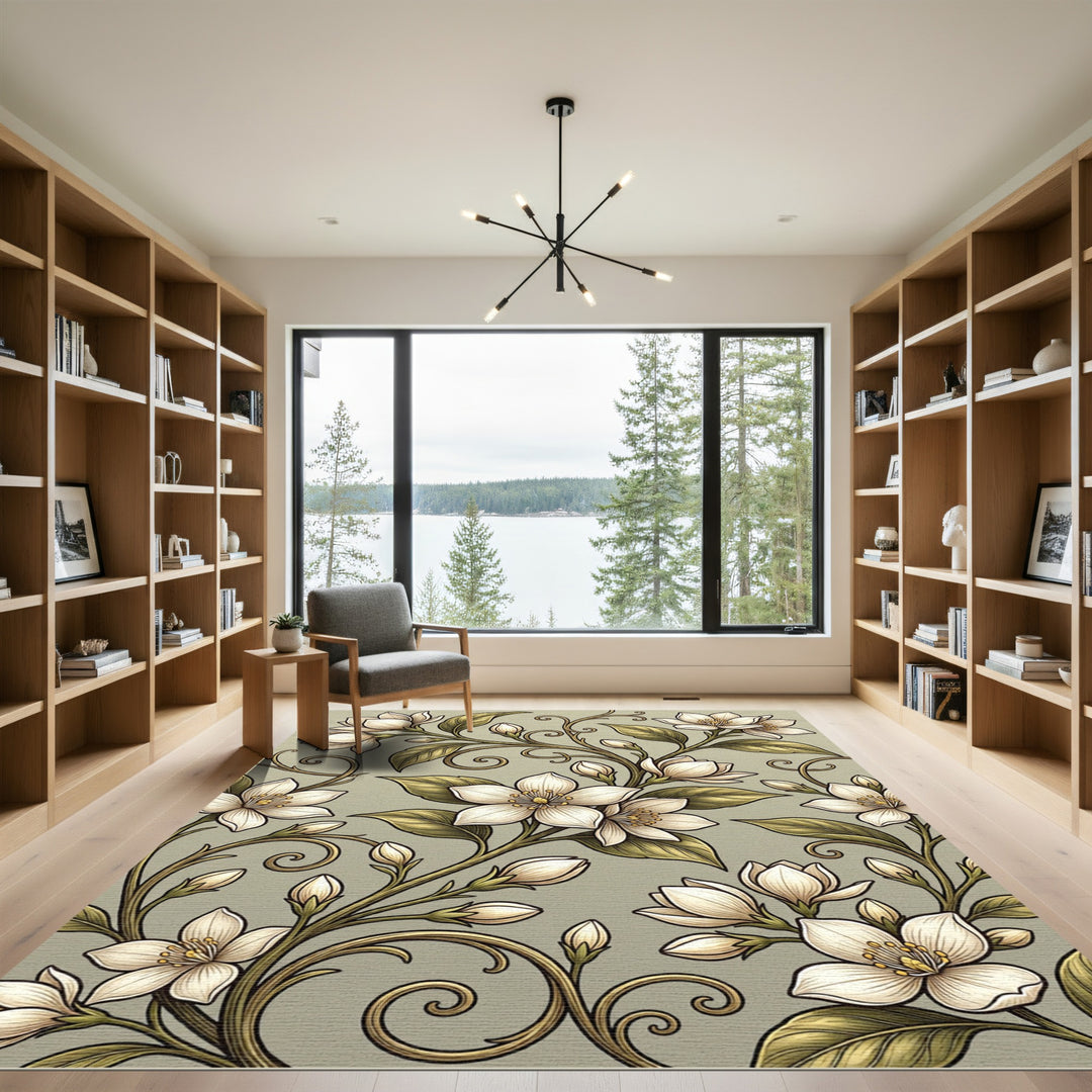 Vintage Cream Blossom Swirl Rug