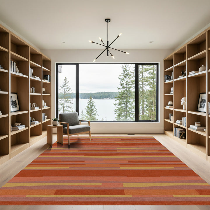 Earthy Terracotta Stripe Abstract Rug