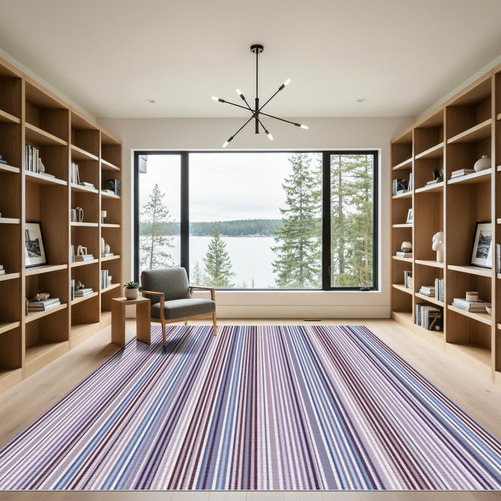Amethyst Blue Vertical Stripe Rug