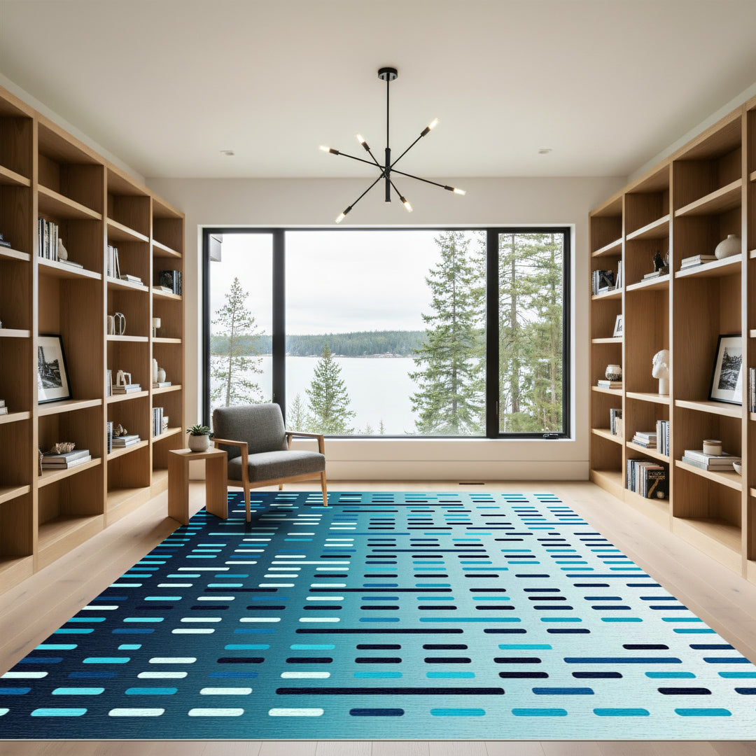 Abstract Blue Gradient Dash Rug