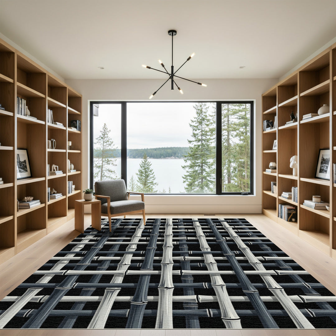 Monochromatic Woven Bamboo Texture Rug