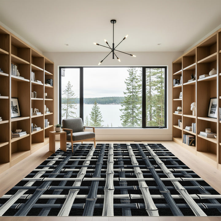 Monochromatic Woven Bamboo Texture Rug