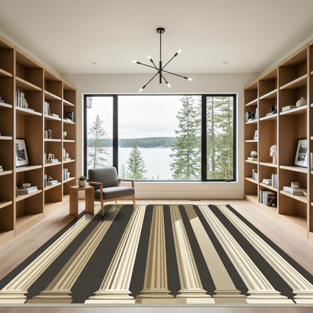Classic Beige Architectural Column Rug