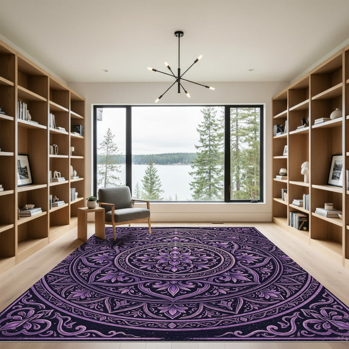 Amethyst Floral Mandala Rug