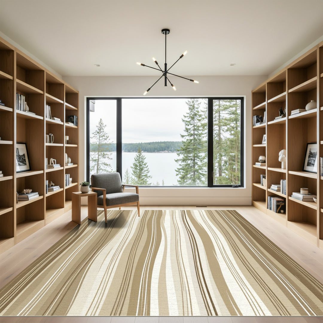 Neutral Tone Wavy Stripe Rug