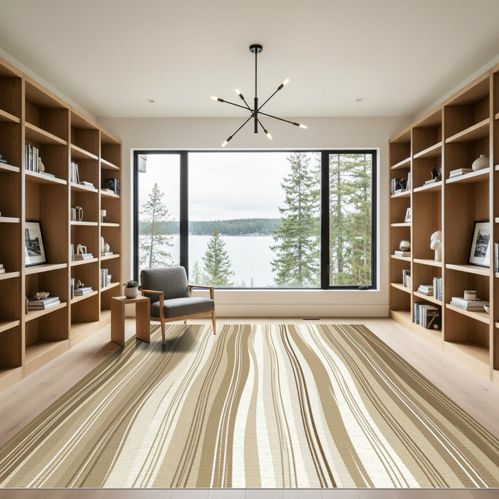 Neutral Tone Wavy Stripe Rug