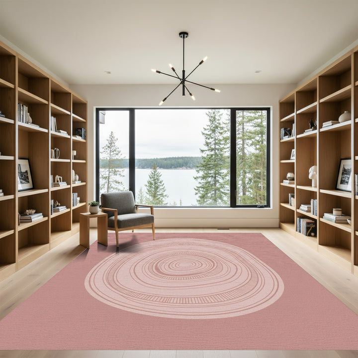 Terracotta Concentric Circles Abstract Rug
