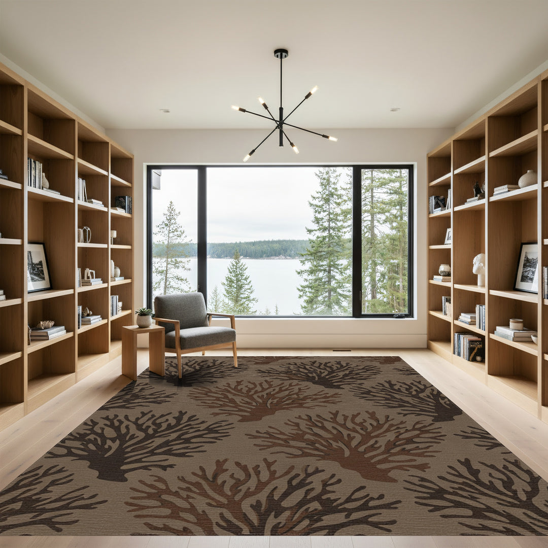 Brown Coral Branch All-Over Rug