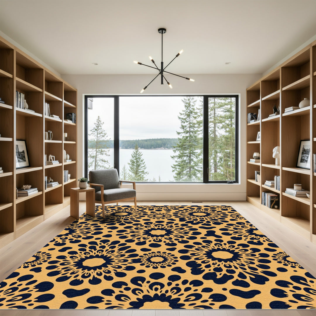 Golden Sunburst Abstract Rug