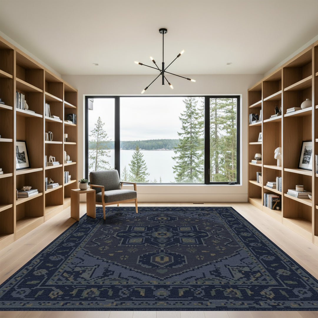 Indigo Blue Medallion Rug