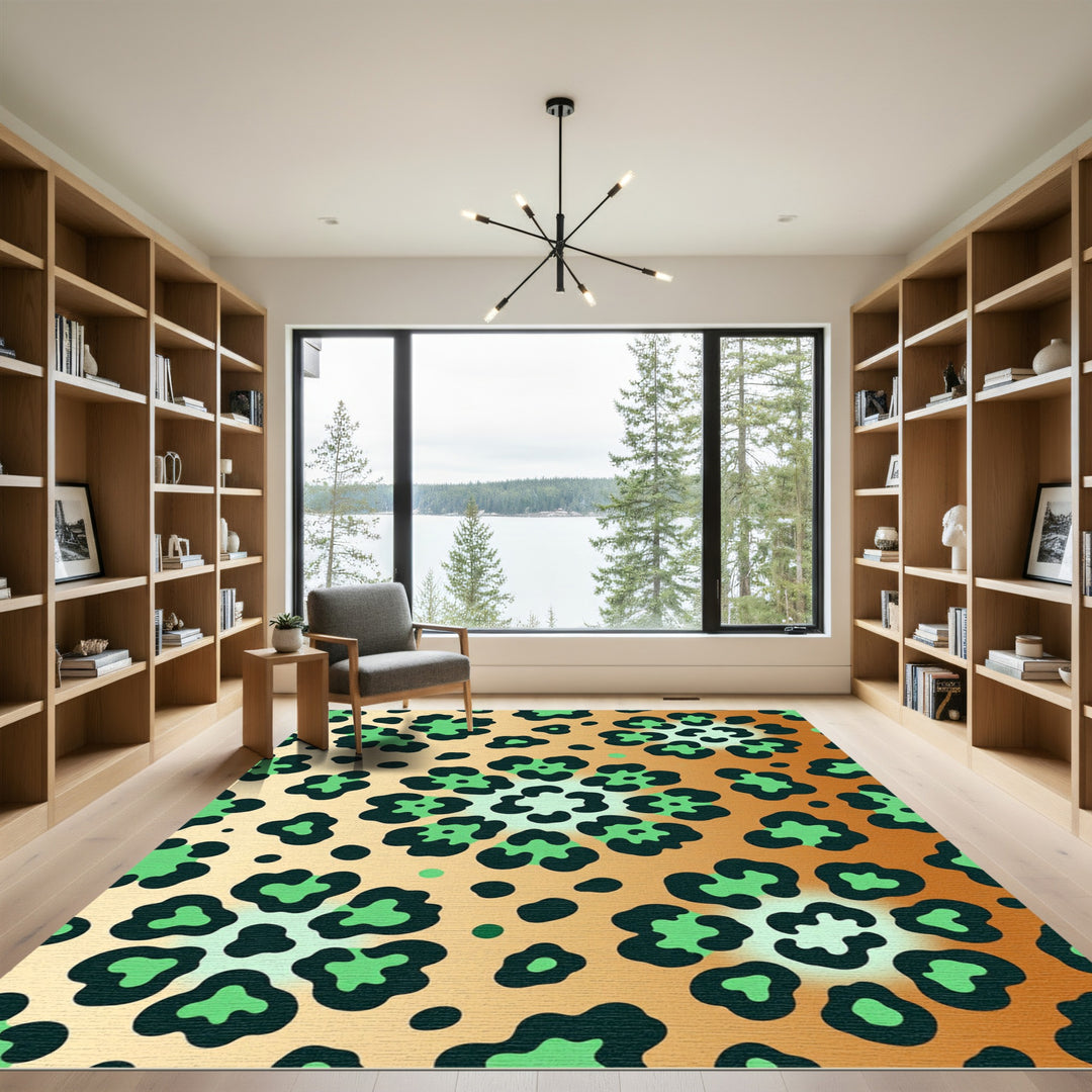 Green Leopard Spots Gradient Area Rug