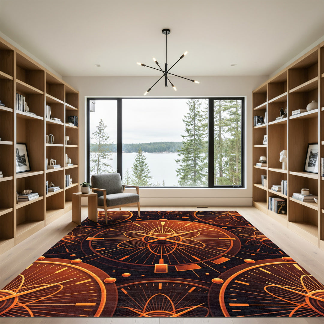 Amber Atomic Time Circular Rug