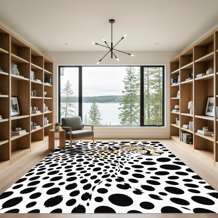 Black White Cheetah Spot Graphic Rug