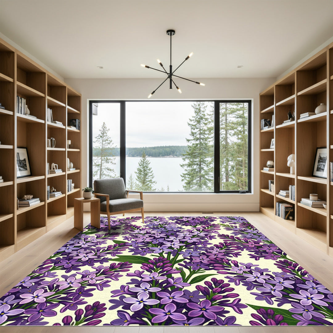 Purple Lilac Blossom Floral Rug