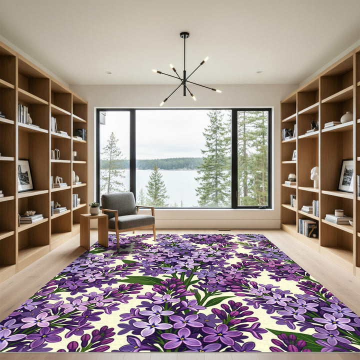 Purple Lilac Blossom Floral Rug