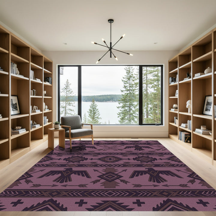 Purple Tribal Eagle Arrow Geometric Rug
