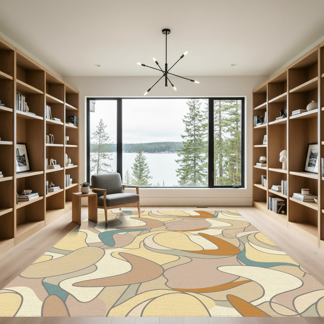 Retro Boomerang Abstract Organic Shapes Rug