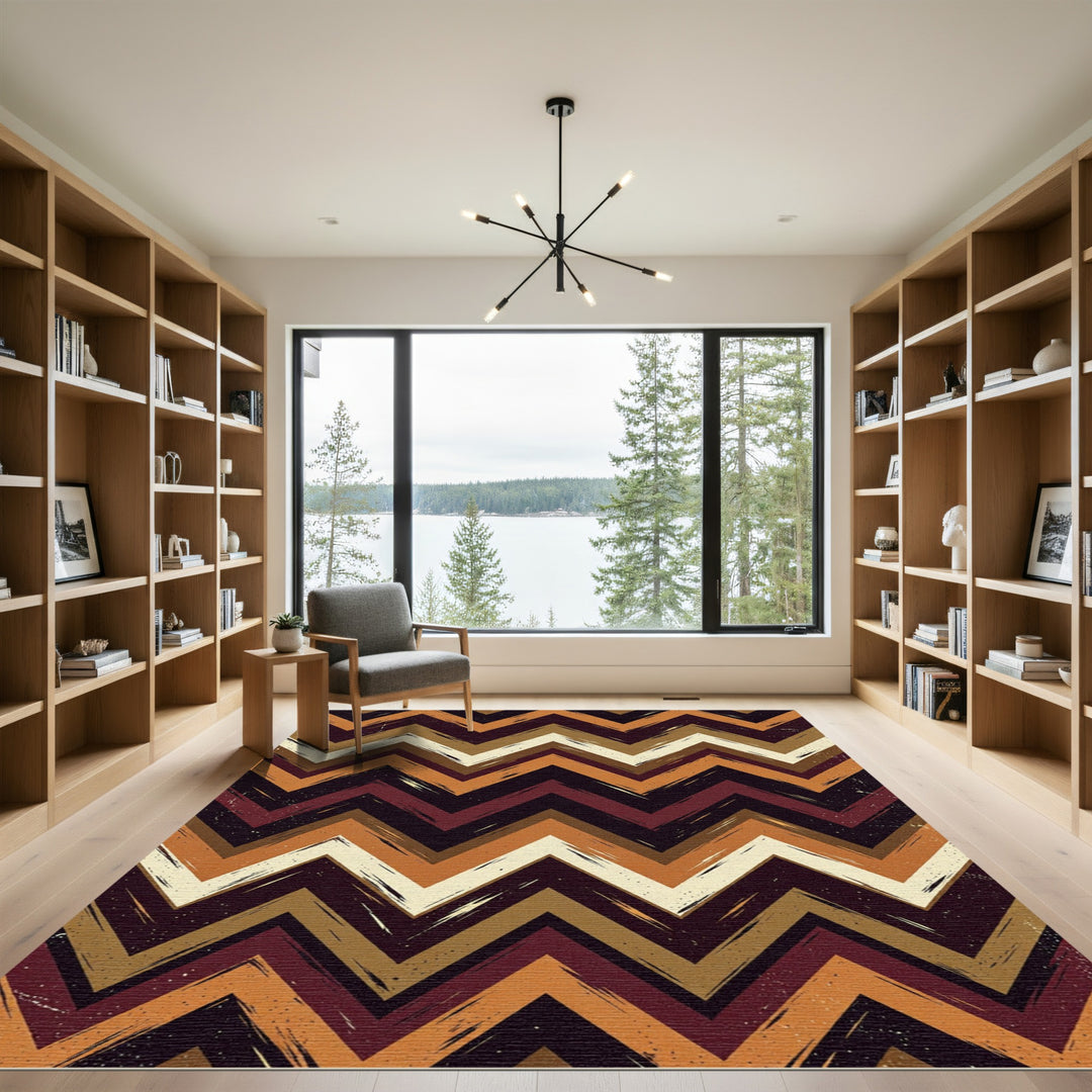Retro Chevron Rug With Earthy Tones Rug