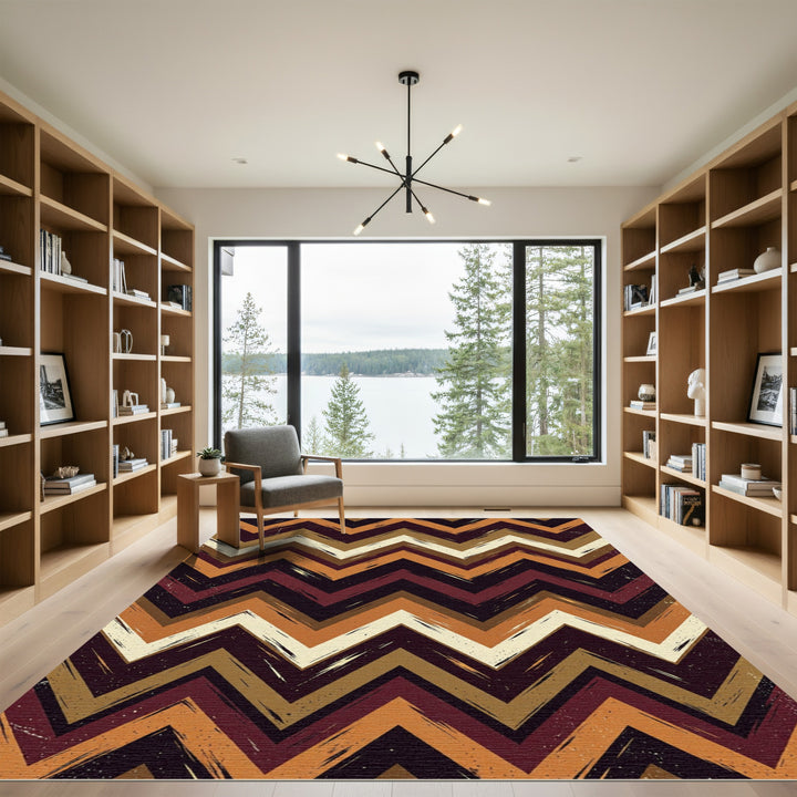 Retro Chevron Rug With Earthy Tones Rug