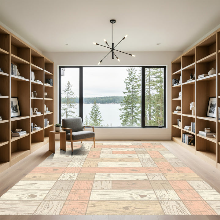 Pastel Wood Plank Parquet Rug