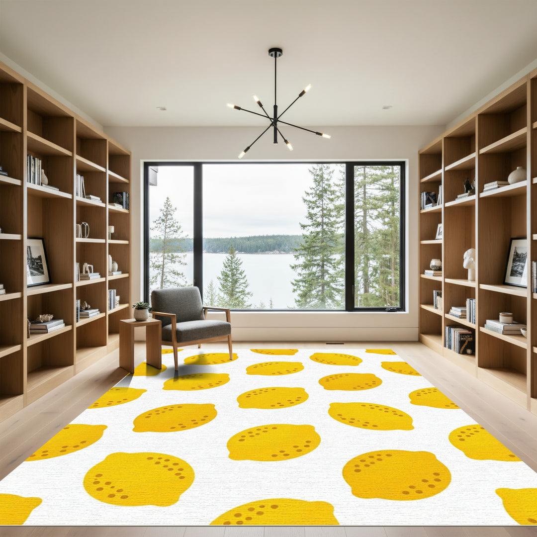 Bright Yellow Lemon Slice Rug