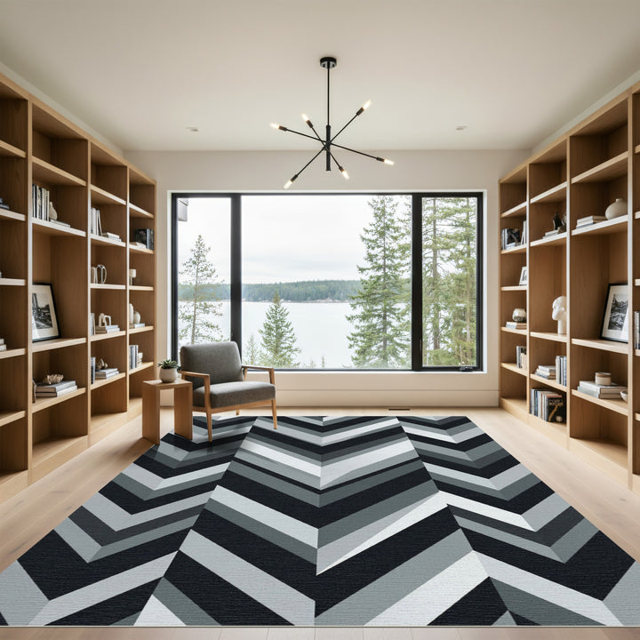 Monochromatic Chevron Geometric Area Rug