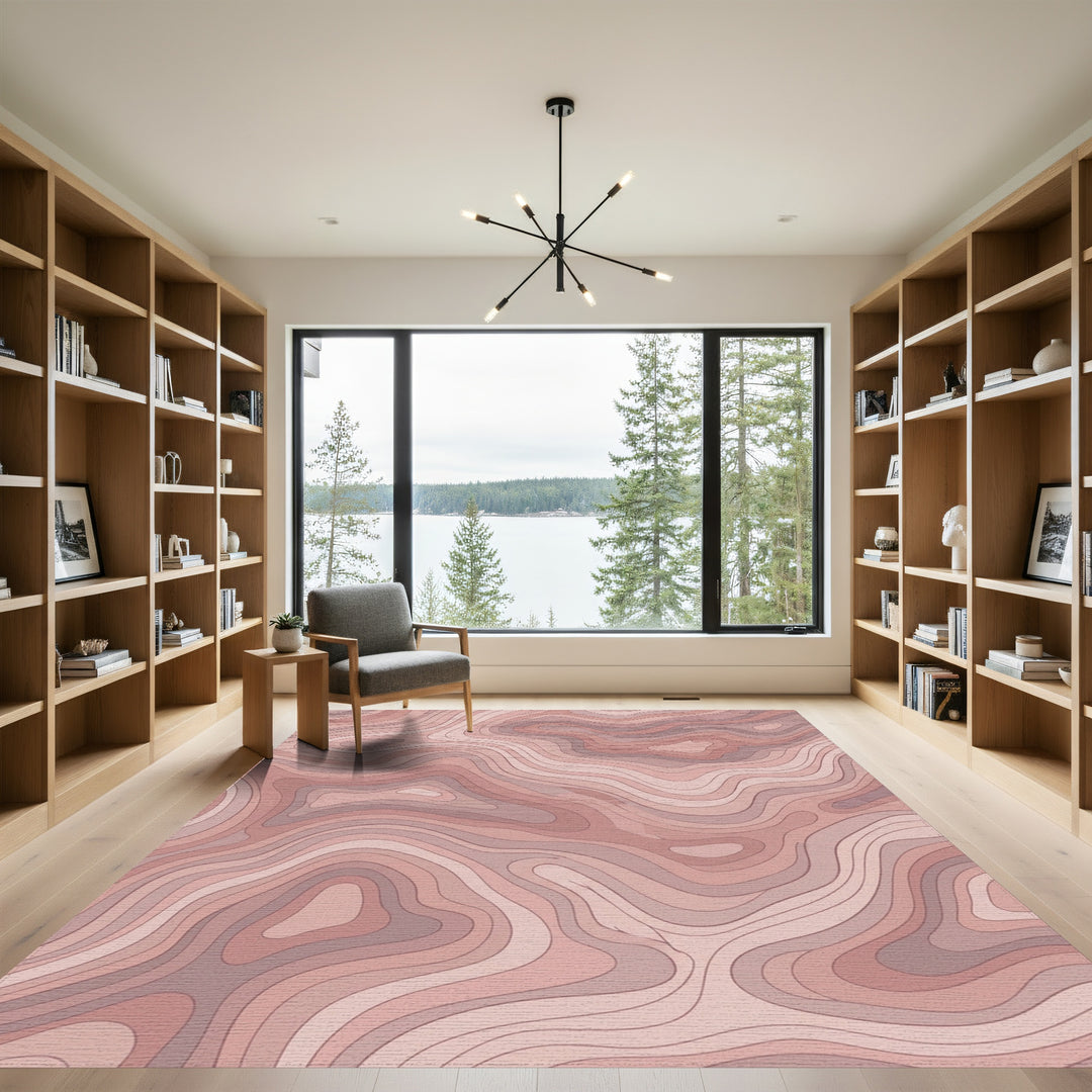 Blush Contour Topographic Waves Rug
