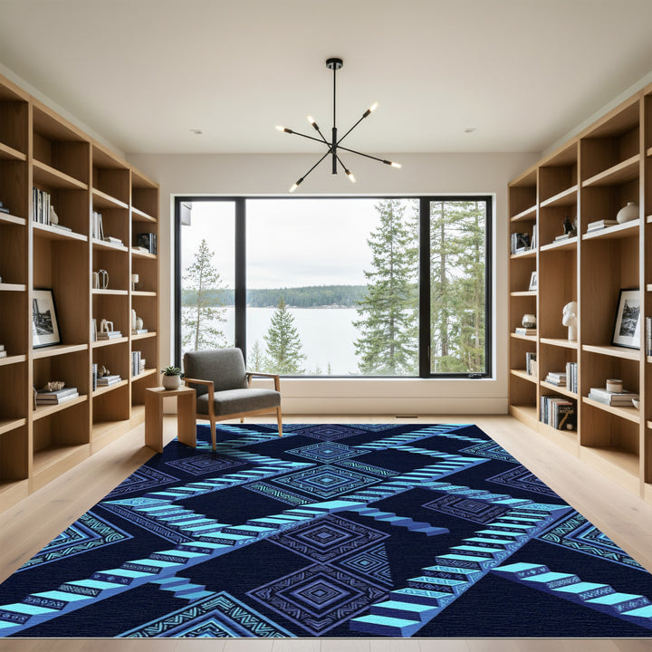Illusionary Blue Diamond Staircase Rug