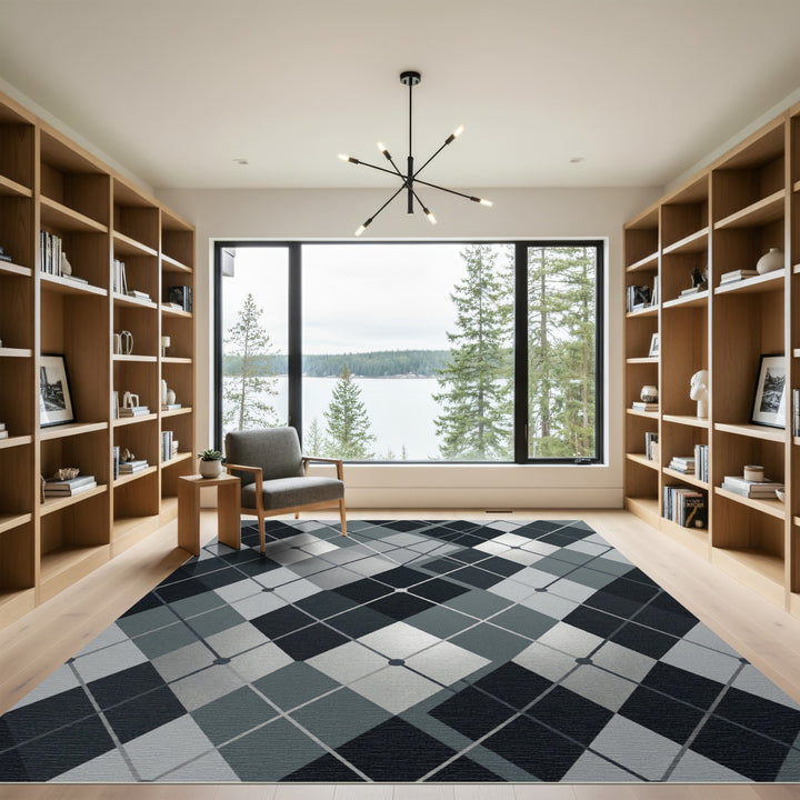 Modern Gray Argyle Diamond Rug