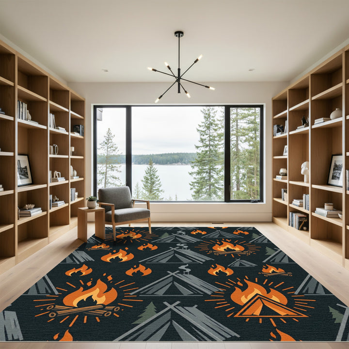 Campfire Orange Tent Geometric Rug