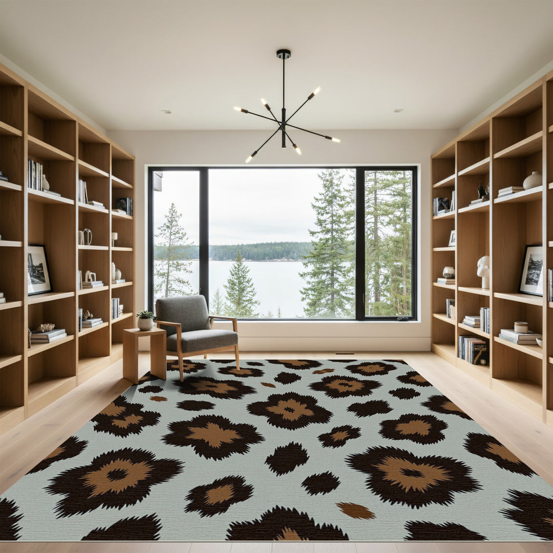 Leopard Spots Bold Brown Gray Rug