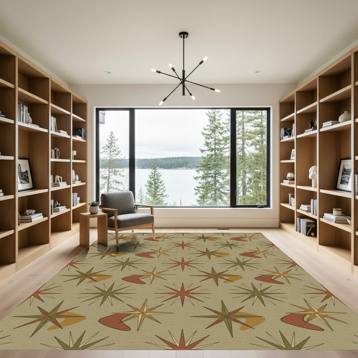Mid Century Atomic Starburst Boomerang Rug